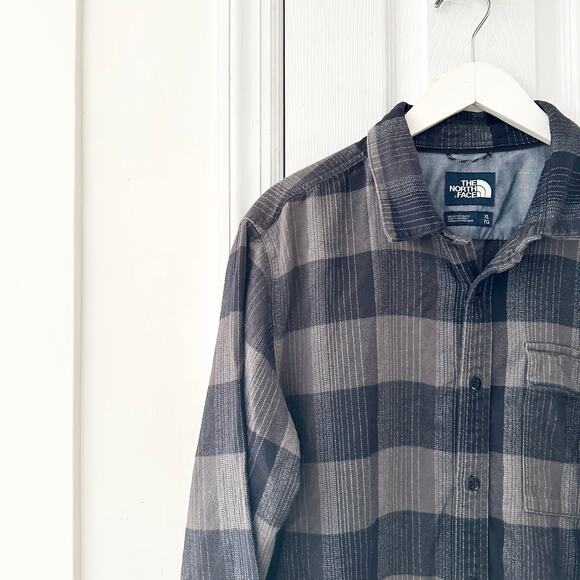 The North Face Grey Striped Stayside Chamois Long Sleeve Button Flannel Shirt XL - Picture 2 of 11